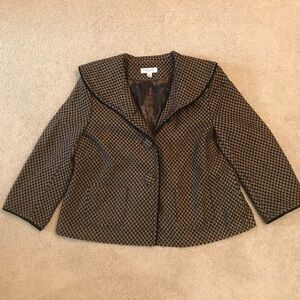 Amanda Smith Suit Jacket Dress Jacket Womens Size 12 Medium Brown Black Pockets